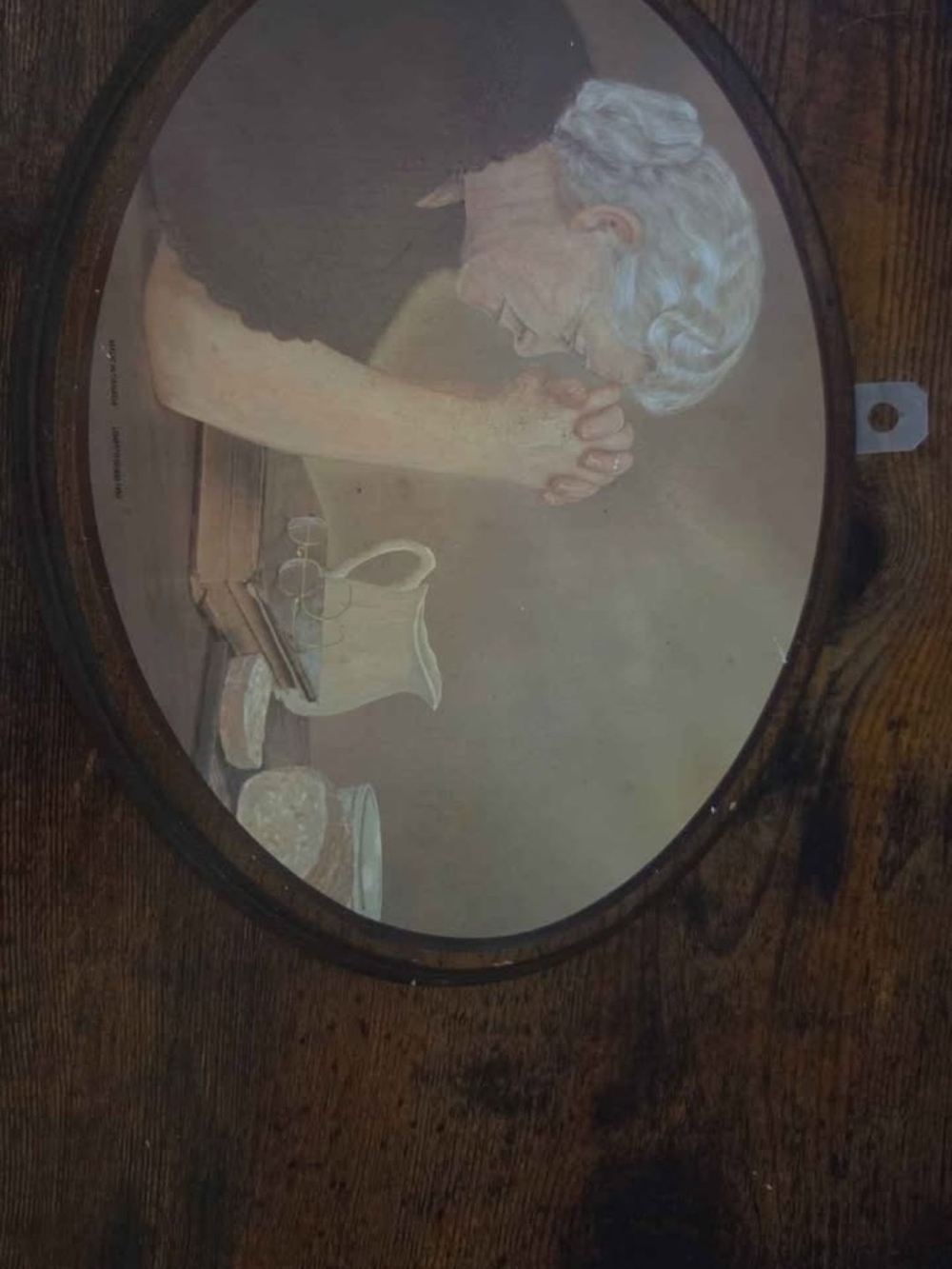 vintage oval wood wall plaque titled "Gratitude", created as a companion piece